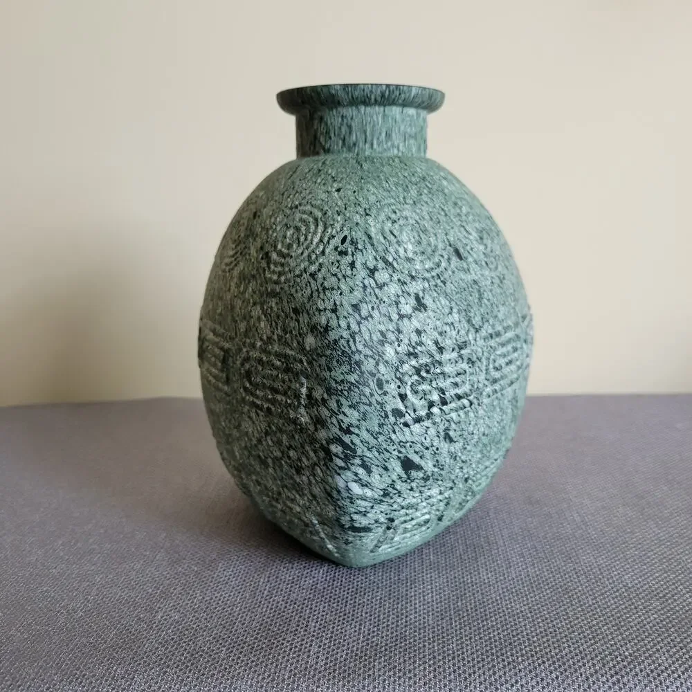 Unique Textured Decorative Art Glass Vase Triangle Textured Medium Over Glass